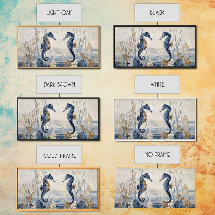 Seahorse Pair Among Sea Grass Canvas Print, Marine Life Art, Luxury Decor, Living Room Decor, Fine Art, Marine, Beach Decor, MLA-2x1-73