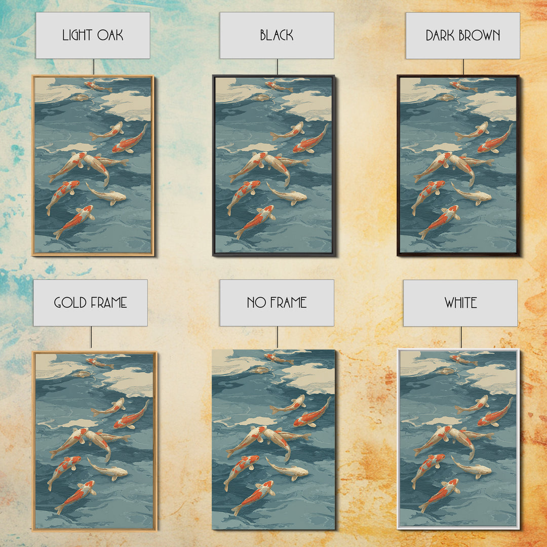 Koi Like Marine Fish Framed Canvas Print, Marine Life Art, Coastal Art, Living Room Decor, Fine Art, Marine, Ocean Prints, MLA-2x3-24