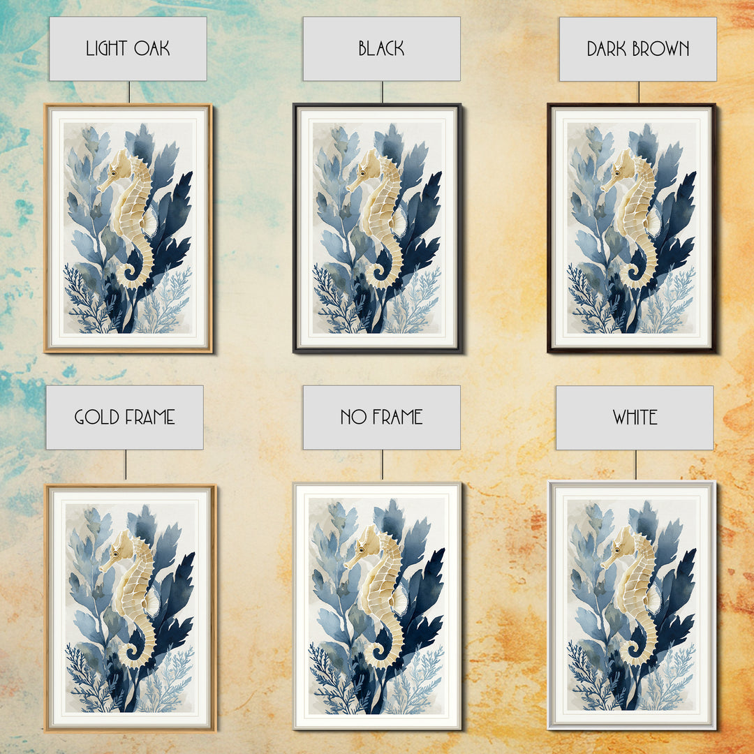 Sea Dragon Drifting Among Kelp Framed Canvas Print, Marine Life Art, Textured Painting, Living Room Decor, Fine Art, Marine, MLA-2x3-73