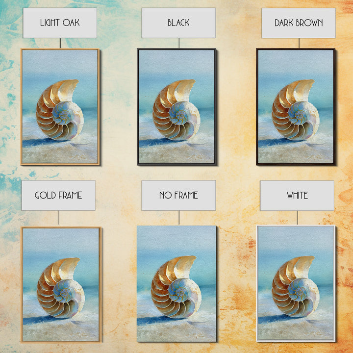 Nautilus Shell Study Canvas Print, Marine Life Art, Luxury Decor, Living Room Decor, Fine Art, Marine, Beach Decor, Coastal Art, MLA-2x3-91