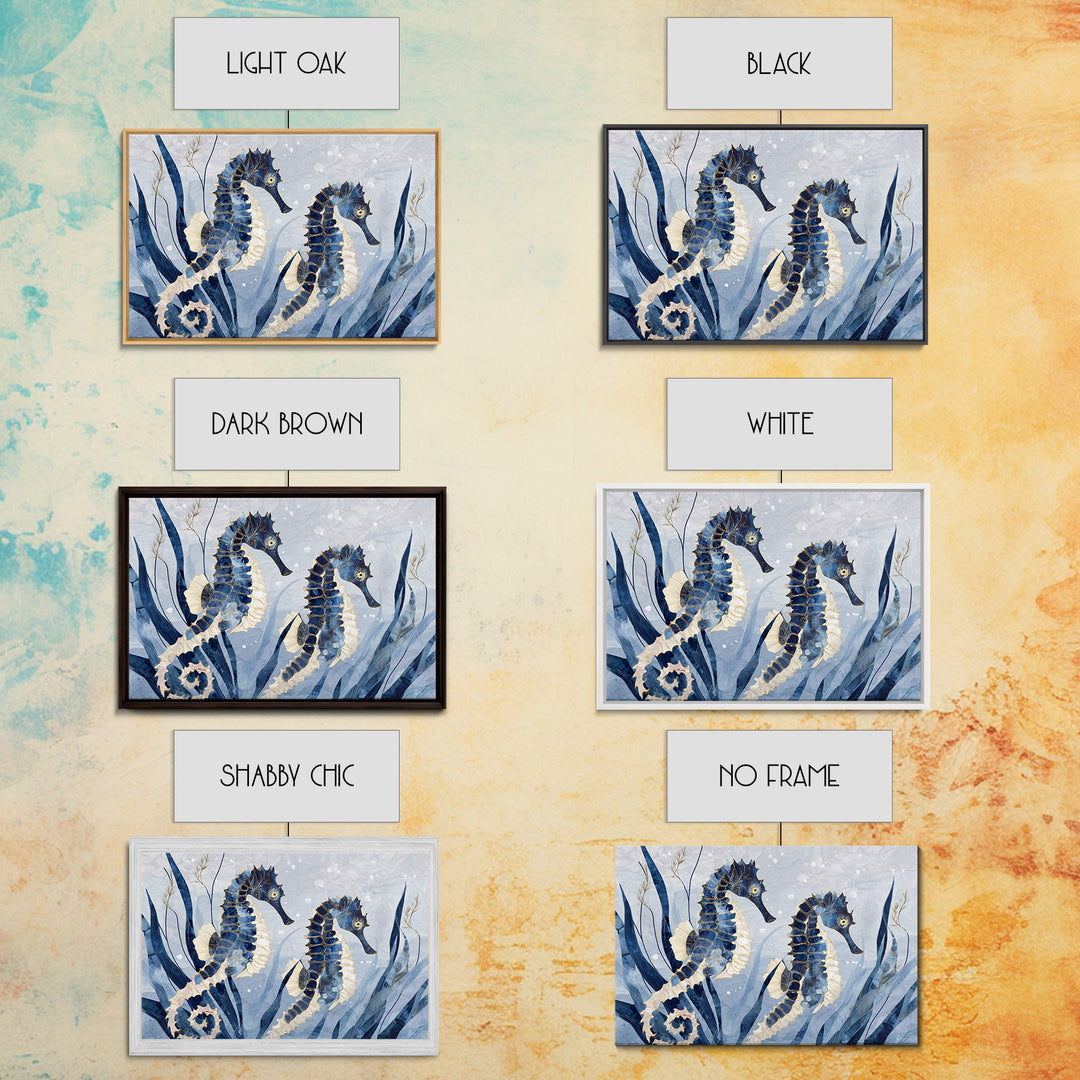 Seahorse Pair Among Sea Grass Canvas Print, Marine Life Art, Coastal Decor, Living Room Decor, Fine Art, Marine, Fish Art, MLA-3x2-33