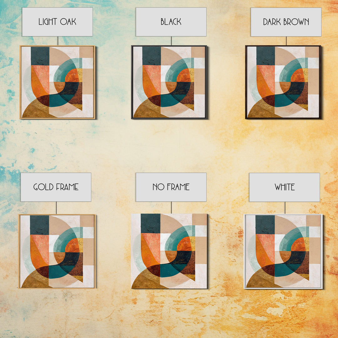 Boomerang Shapes in Mustard Teal and Coral Canvas Print, Midcentury Modern Art, Room Decor, Living Room Decor, Abstract Art, MMA-1x1-25