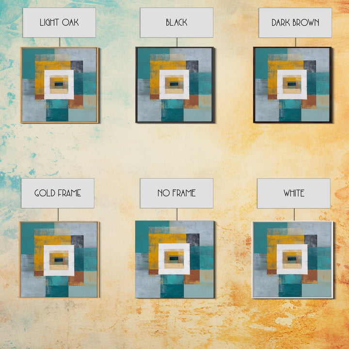 Teal Sofa Era Abstract Pattern Without Furniture Canvas Print, Midcentury Modern Art, Digital Prints, Living Room Decor, Retro, MMA-1x1-96