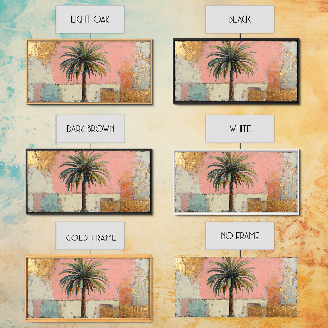 Stylized Palm Tree Framed Canvas Print, Midcentury Modern Art, Wall Decor, Living Room Decor, Fine Art, Retro, Digital Print, MMA-2x1-37