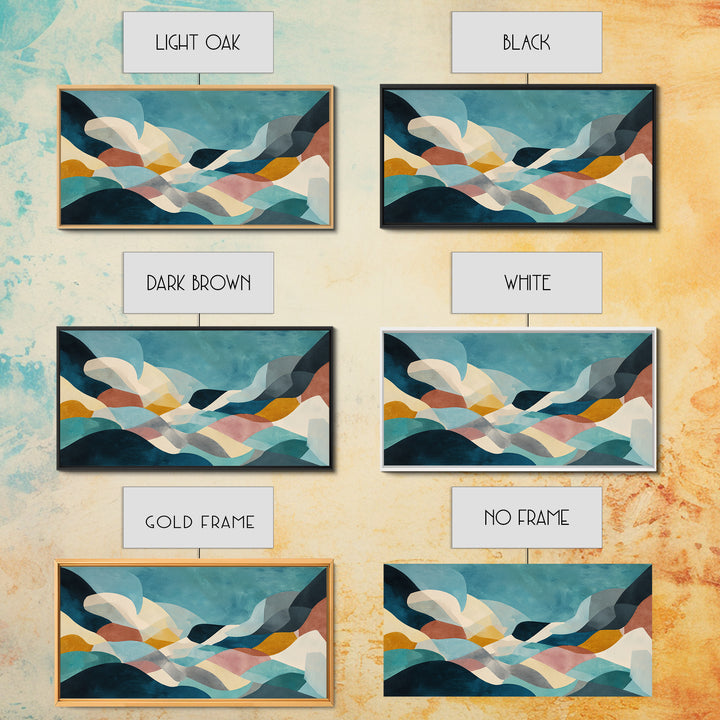Teal Sofa Era Abstract Pattern Without Furniture Canvas Print, Midcentury Modern Art, Living Room Decor, Retro, MMA-2x1-44