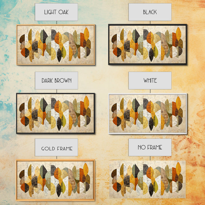 Abstract Leaf Shapes Canvas Print, Midcentury Modern Art, Art, Living Room Decor, Watercolor Art, Retro, Abstract Art, MMA-2x1-78