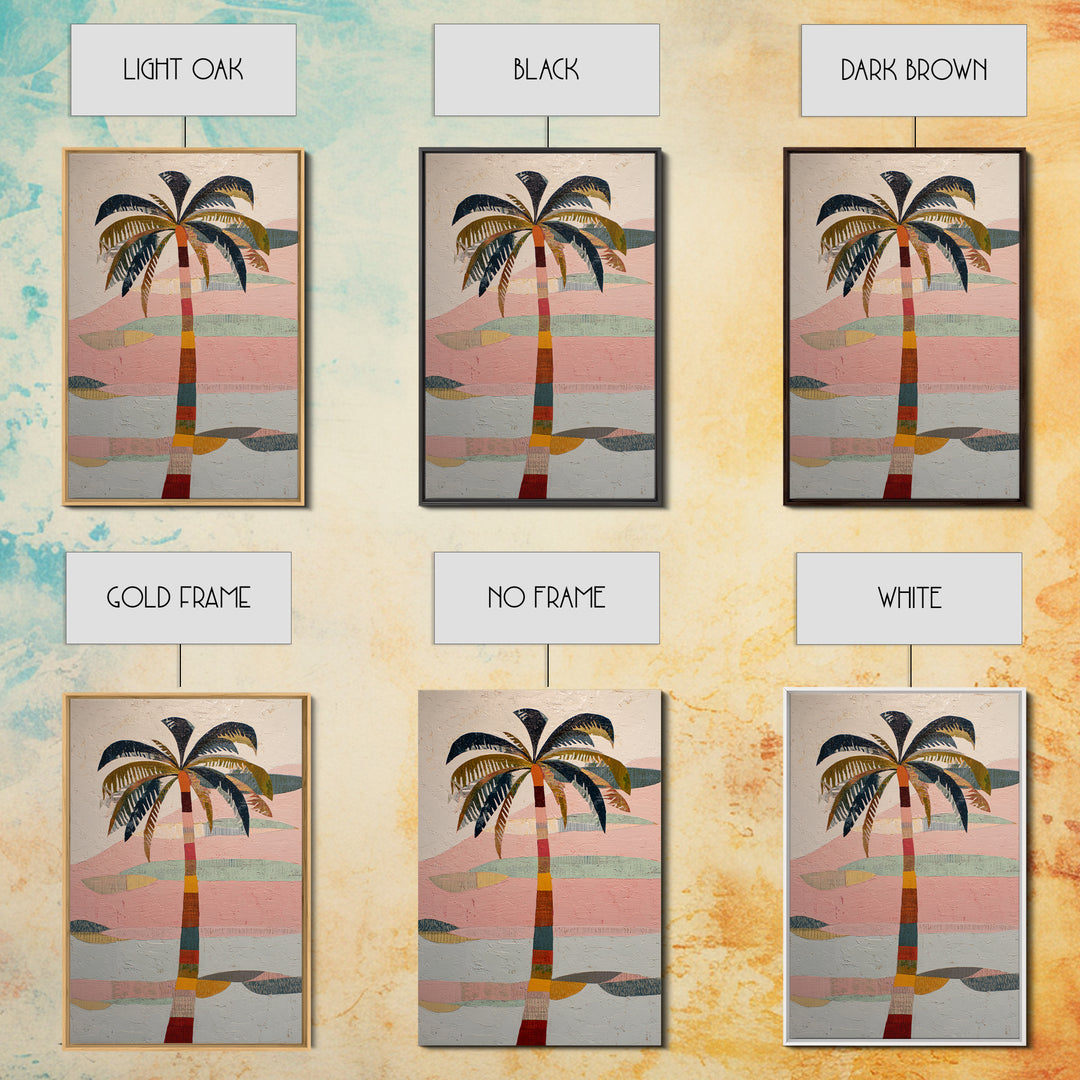 Stylized Palm Tree Framed Canvas Print, Midcentury Modern Art, Art Print, Living Room Decor, Fine Art, Retro, Abstract Wall Art, MMA-2x3-1