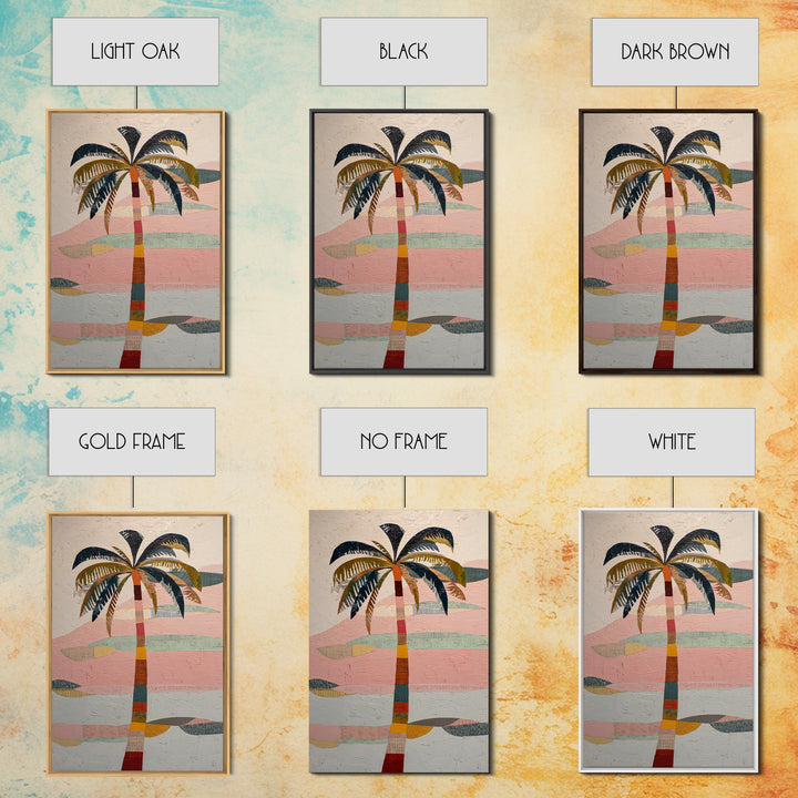 Stylized Palm Tree Framed Canvas Print, Midcentury Modern Art, Art Print, Living Room Decor, Fine Art, Retro, Abstract Wall Art, MMA-2x3-1