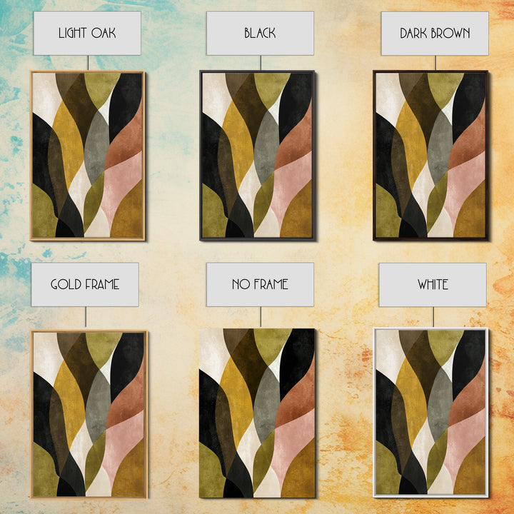 Abstract Leaf Shapes Framed Canvas Print, Midcentury Modern Art, Home Decor, Living Room Decor, Fine Art, Retro, Boho, MMA-2x3-18