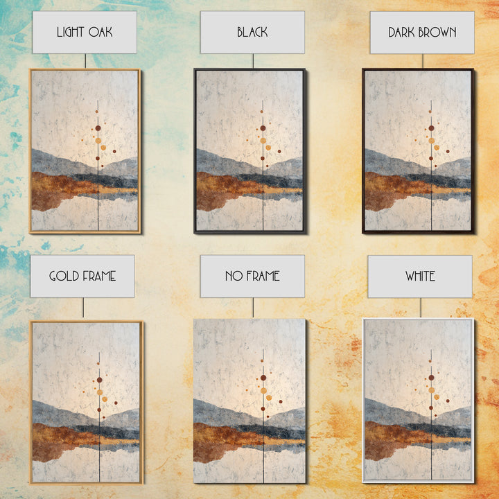Minimal Mountain Scene Framed Canvas Print, Midcentury Modern Art, Mid Century Modern, Living Room Decor, Fine Art, Retro, MMA-2x3-47