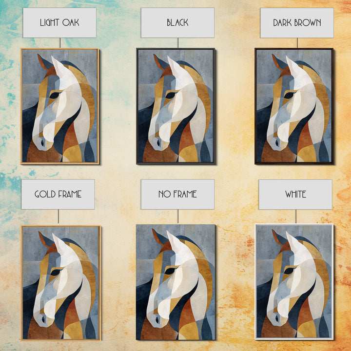 Mid Century Horse Framed Canvas Print, Midcentury Modern Art, Prints, Living Room Decor, Oil Painting, Retro, Abstract Wall Art, MMA-2x3-51
