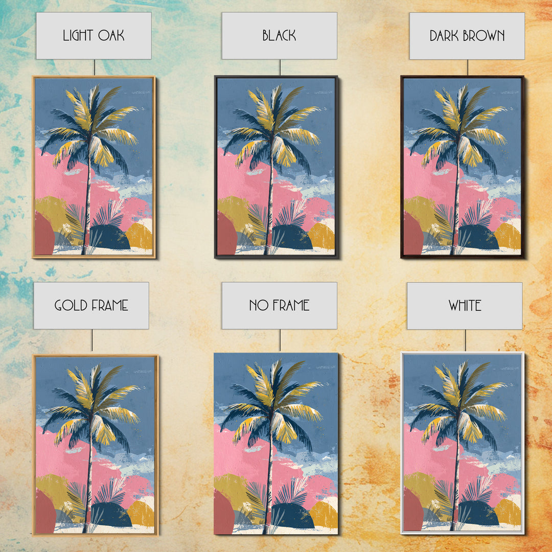 Stylized Palm Tree Framed Canvas Print, Midcentury Modern Art, Living Room Decor, Fine Art, Retro, Neutral Decor, Modern Decor, MMA-2x3-73