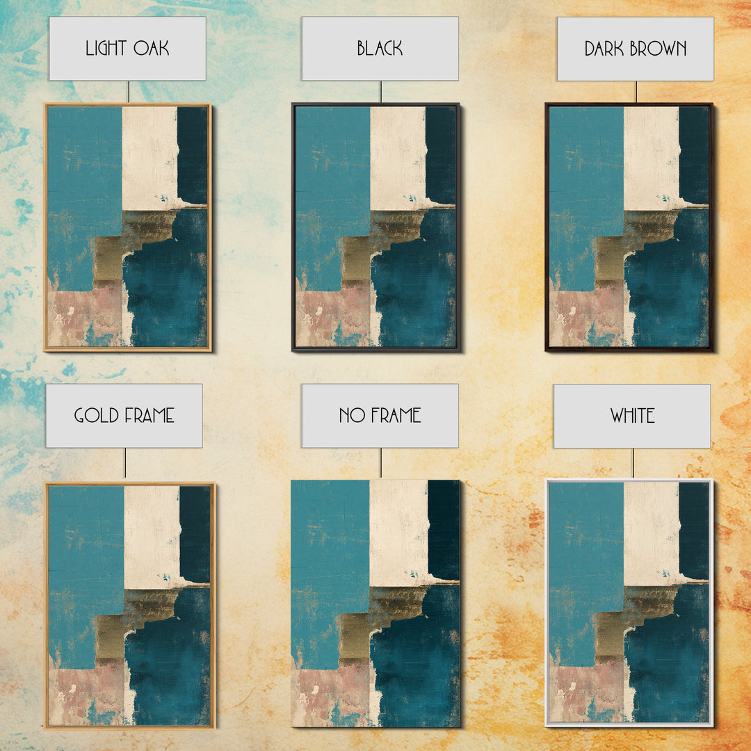 Teal Sofa Era Abstract Pattern Without Furniture Canvas Print, Midcentury Modern Art, Digital Art, Living Room Decor, Retro, MMA-2x3-80