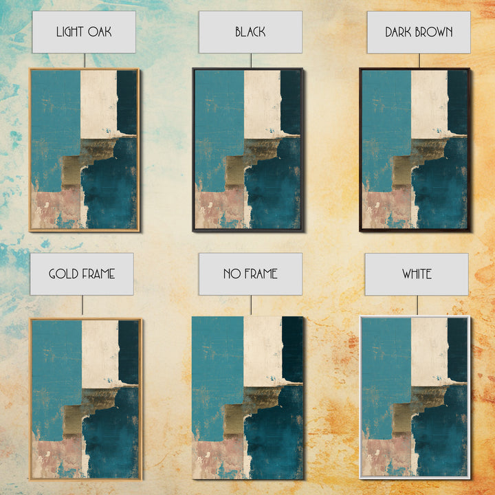Teal Sofa Era Abstract Pattern Without Furniture Canvas Print, Midcentury Modern Art, Digital Art, Living Room Decor, Retro, MMA-2x3-80