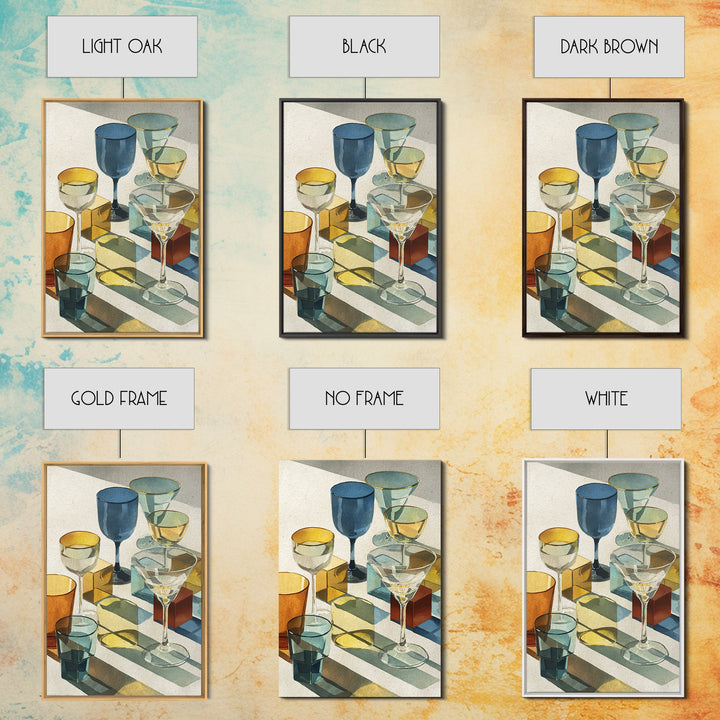 Retro Cocktail Glasses Canvas Print, Midcentury Modern Art, Mid Century Modern, Living Room Decor, Retro, Boho Wall Decor, MMA-2x3-86
