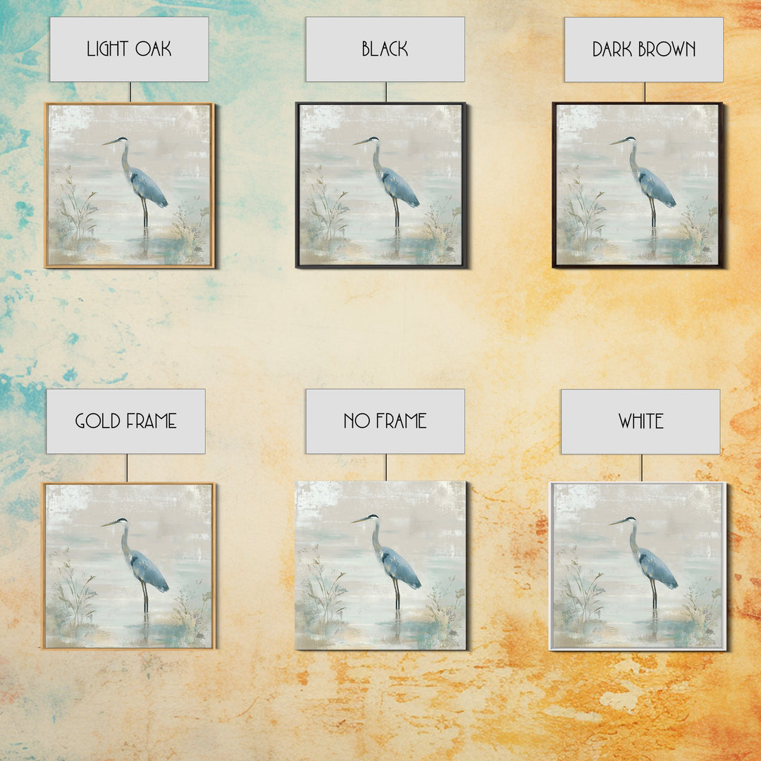 Blue Heron Standing Canvas Print, Medical Office Art, Educational Poster, Office Decor, Fine Art, Calm, Fine Art Print, MOA-1x1-14