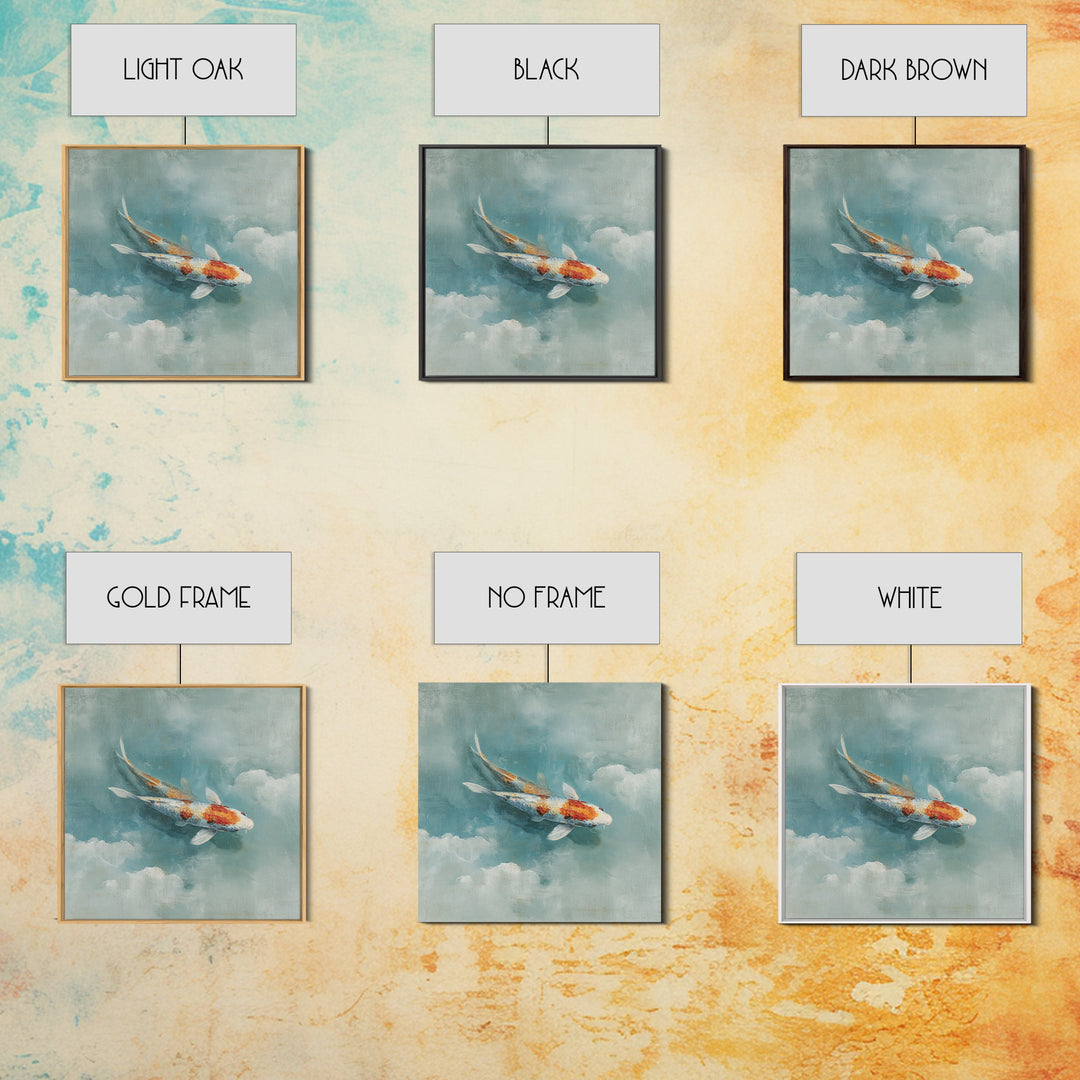 Calm Koi Fish Swimming Through Clear Water Canvas Print, Medical Office Art, Brain Poster, Office Decor, Oil Painting, Calm, MOA-1x1-22