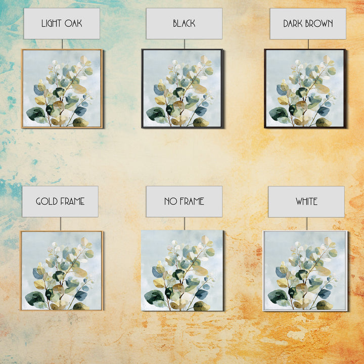 Botanical Eucalyptus Branch Canvas Print, Medical Office Art, Teal Wall Art, Office Decor, Fine Art, Calm, Anatomy Art, MOA-1x1-3