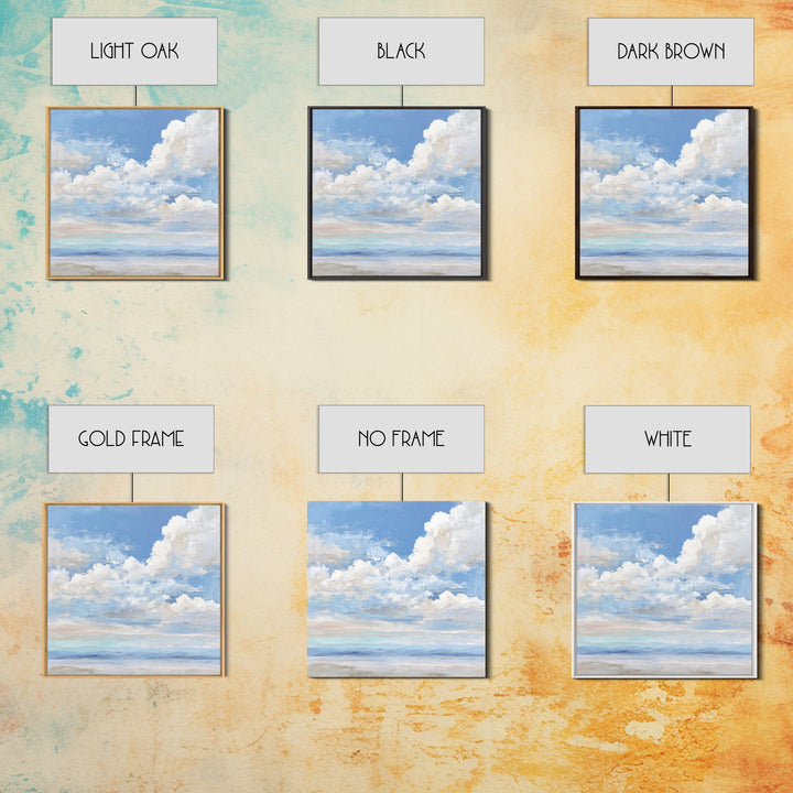 Sky and Cloud Scene Framed Canvas Print, Medical Office Art, Statement Artwork, Office Decor, Abstract Art, Calm, Digital Art, MOA-1x1-33