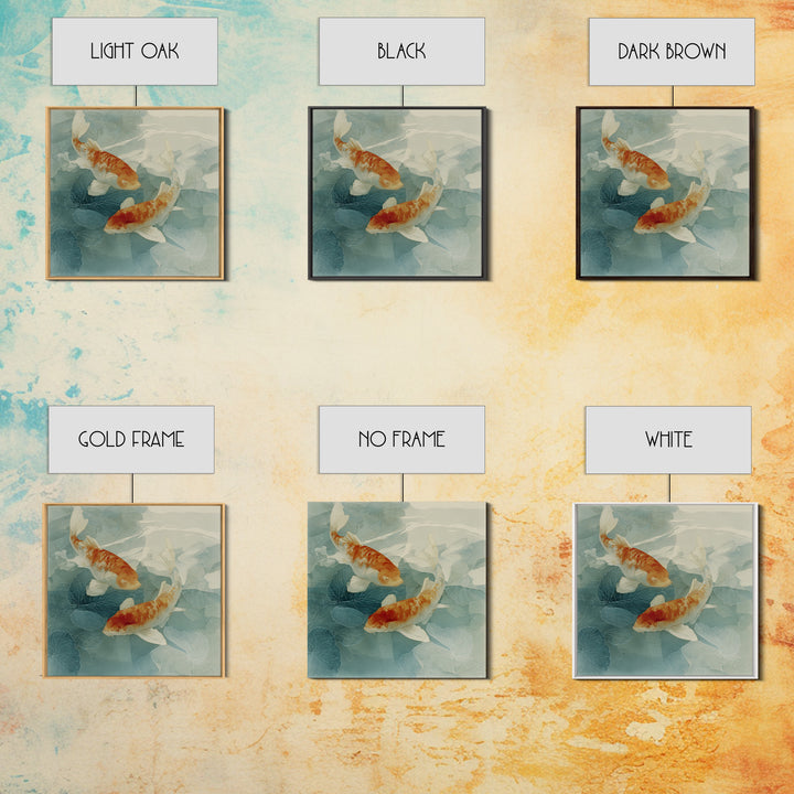 Calm Koi Fish Swimming Through Clear Water Framed Canvas Print, Medical Office Art, Brain Art, Office Decor, Fine Art, Calm, MOA-1x1-46