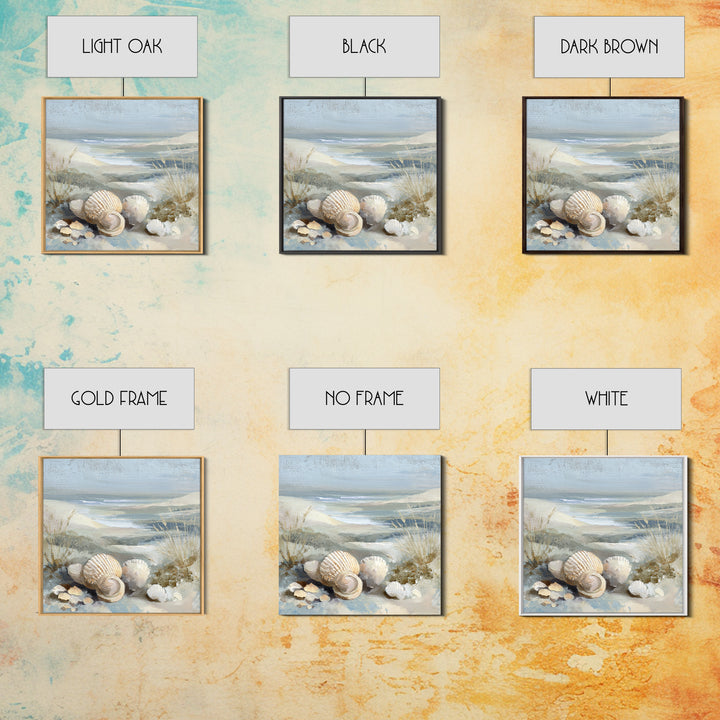 Coastal Shells and Water Study Framed Canvas Print, Medical Office Art, Anatomy Art, Office Decor, Calm, Statement Artwork, MOA-1x1-68