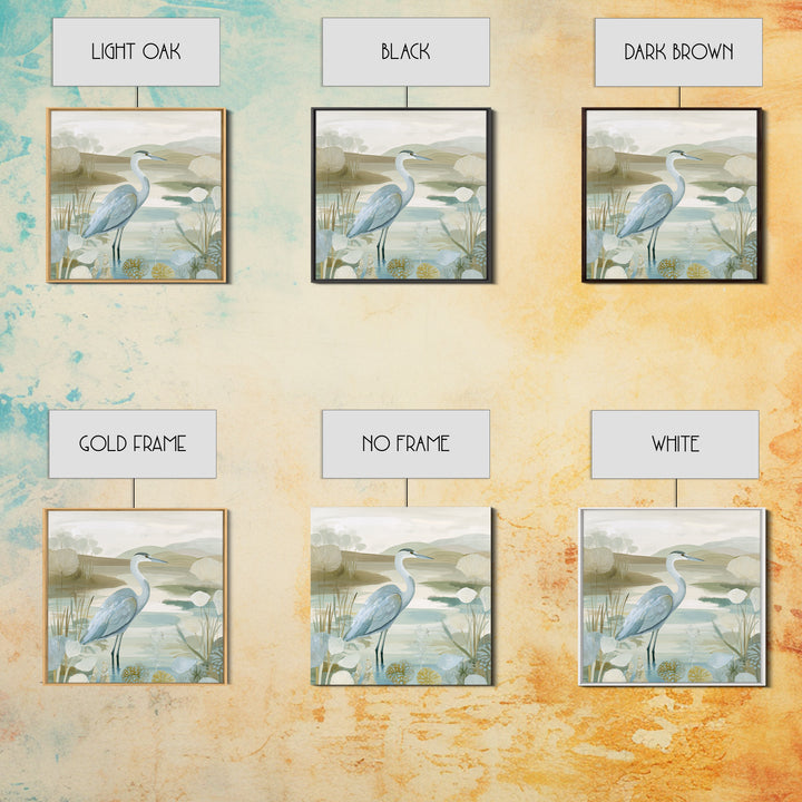 Blue Heron Standing Canvas Print, Medical Office Art, Modern Decor, Office Decor, Fine Art, Calm, Home Decor, Wall Decor, MOA-1x1-86