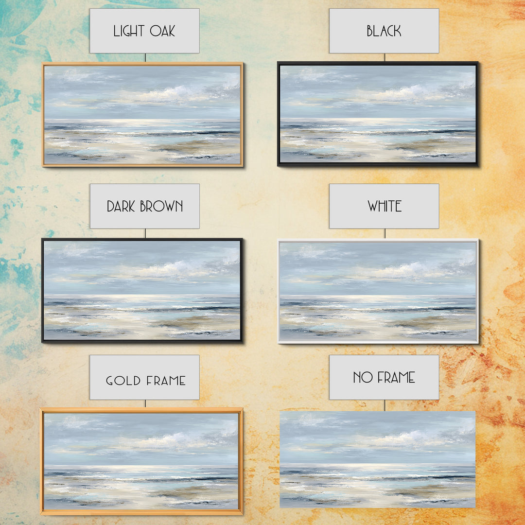Peaceful Ocean Horizon Framed Canvas Print, Medical Office Art, Minimalist Art, Office Decor, Calm, Educational Poster, MOA-2x1-72