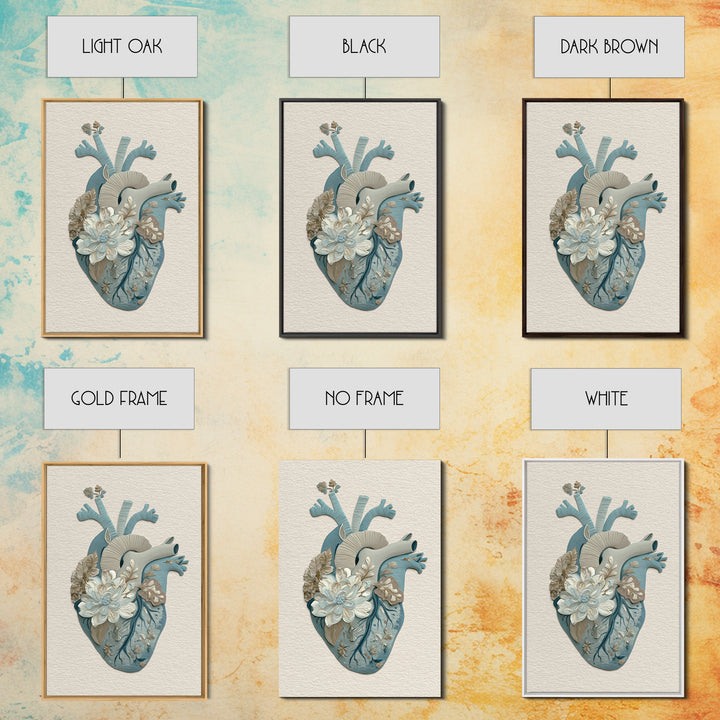 Anatomical Heart Rendered as Tasteful Botanical Art Canvas Print, Medical Office Art, Contemporary Art, Office Decor, Calm, MOA-2x3-21
