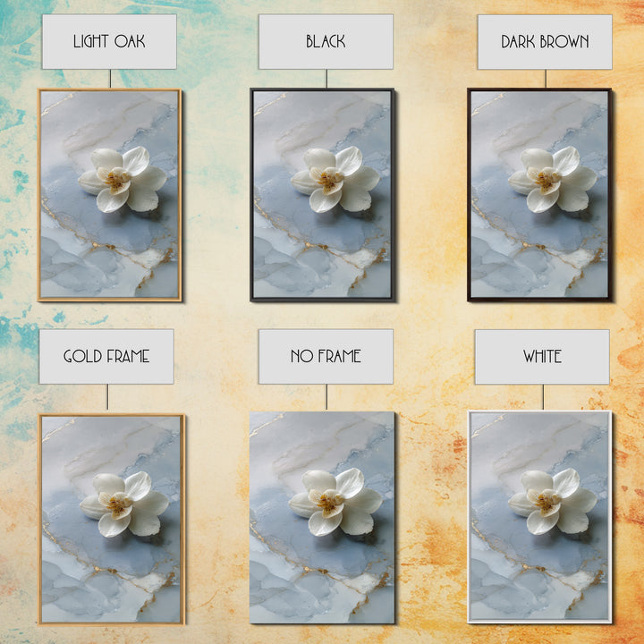White Orchid on Gray Stone Surface Framed Canvas Print, Medical Office Art, Wall Art, Office Decor, Calm, Printable Card, MOA-2x3-38