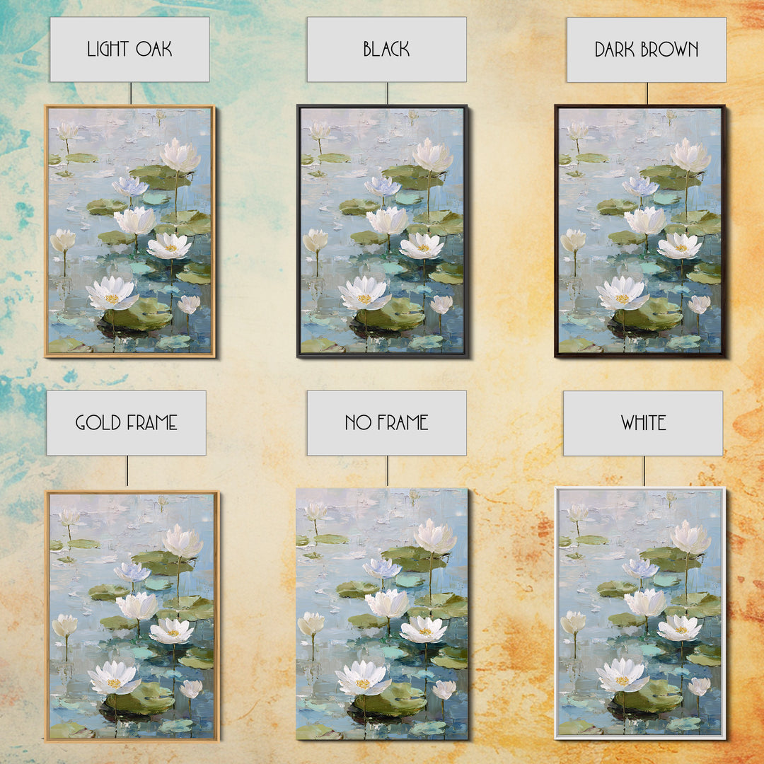 Lotus Flower Floating on Still Water Framed Canvas Print, Medical Office Art, Contemporary Art, Office Decor, Fine Art, Calm, MOA-2x3-43