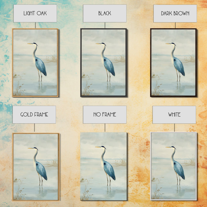 Blue Heron Standing Framed Canvas Print, Medical Office Art, Medical Student Gift, Office Decor, Fine Art, Calm, Anatomy Poster, MOA-2x3-94