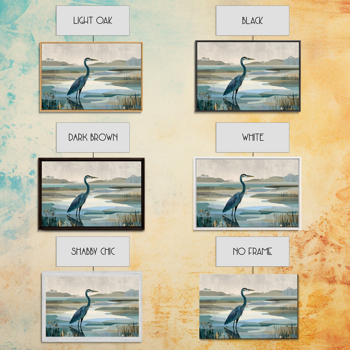 Blue Heron Standing Framed Canvas Print, Medical Office Art, Medical Student Gift, Office Decor, Fine Art, Calm, Anatomy Poster, MOA-3x2-18