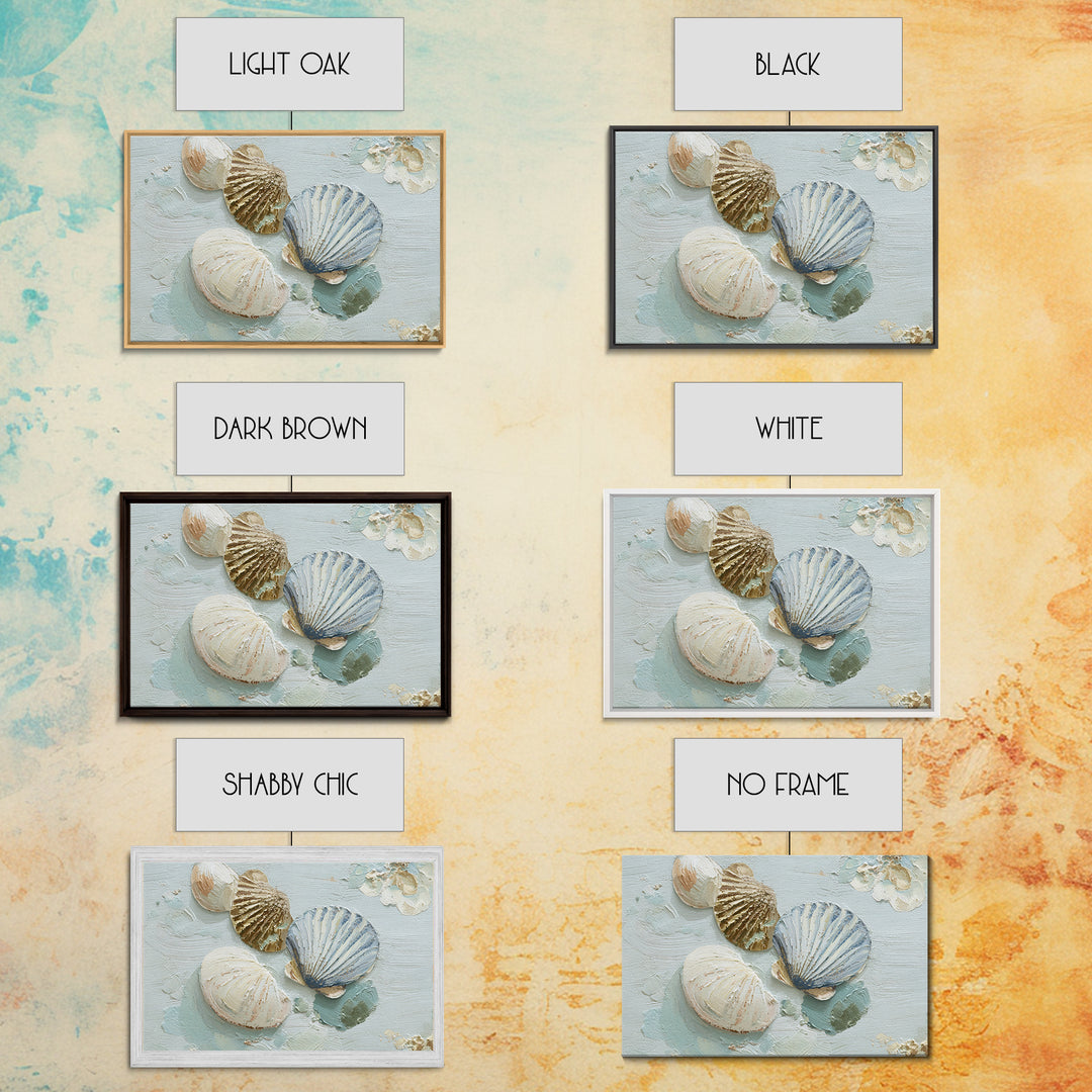 Coastal Shells and Water Study Framed Canvas Print, Medical Office Art, Medical Decor, Office Decor, Calm, Science Art, MOA-3x2-24