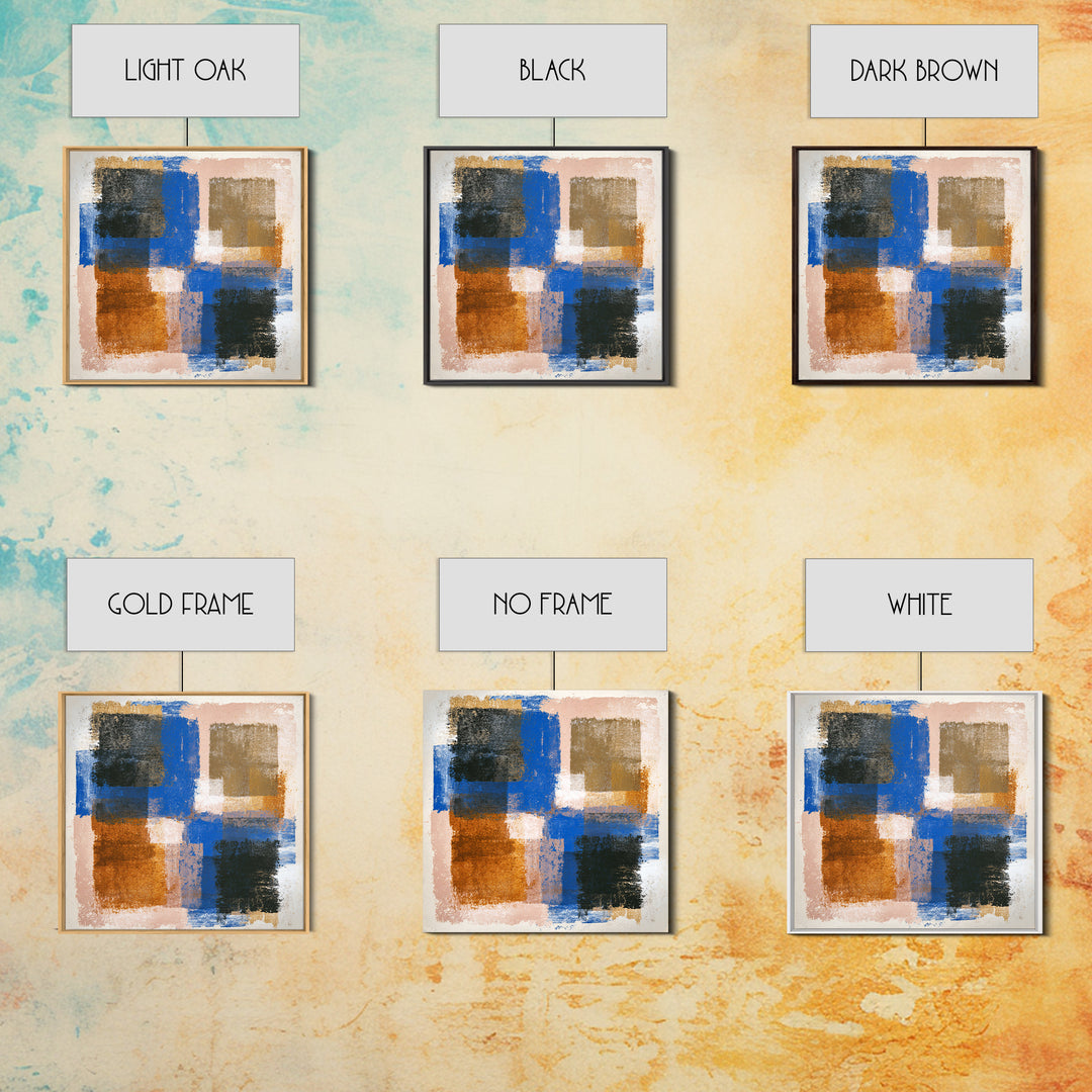 Expressive Brushwork in Cobalt and Rust Canvas Print, Modern Art, Set of 3 Prints, Living Room Decor, Oil Painting, Modern, MOD-1x1-30
