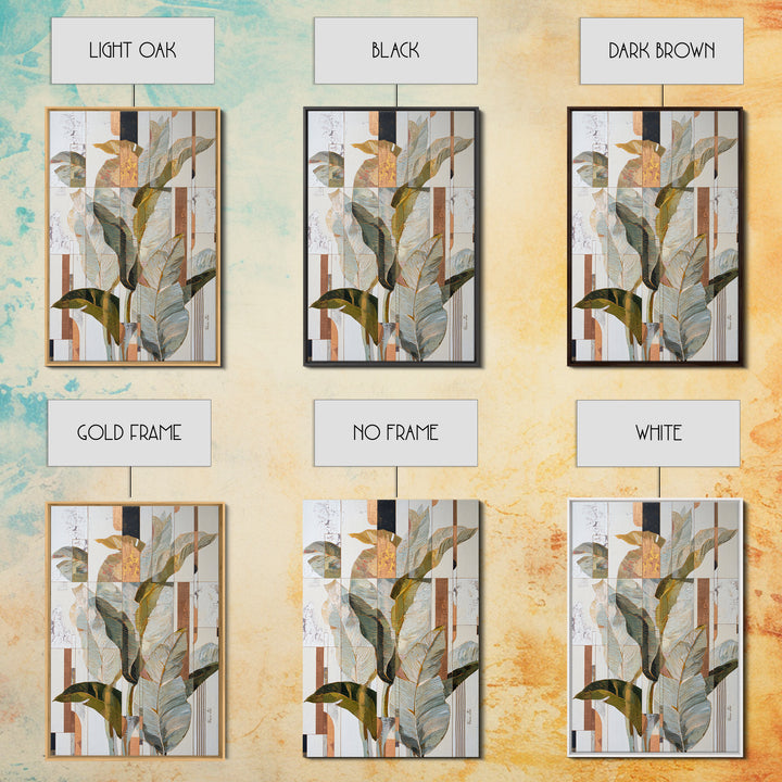 Modern Botanical Painting Framed Canvas Print, Modern Art, Canvas Wall Art, Living Room Decor, Oil Painting, Modern, MOD-2x3-85