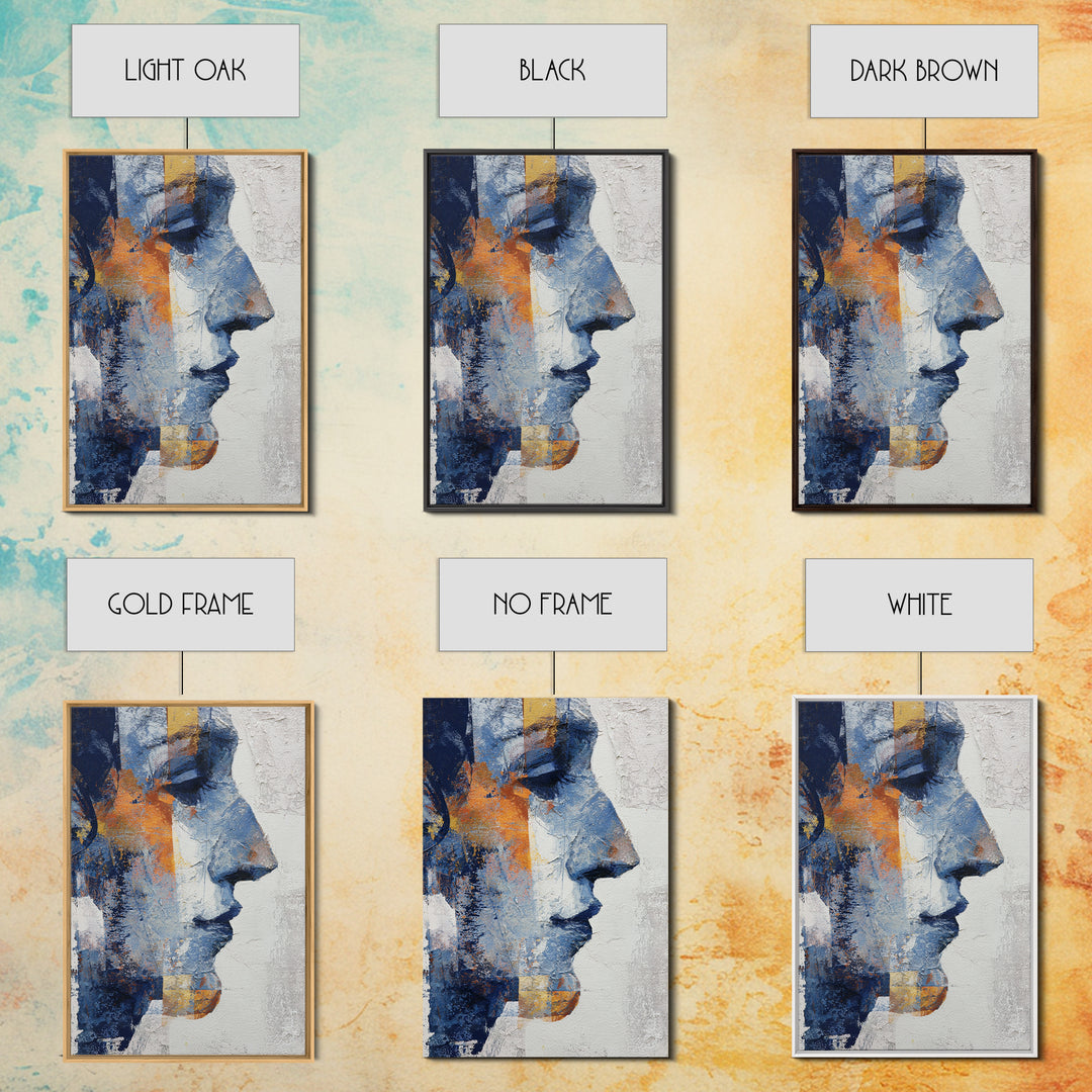 Expressive Brushwork in Cobalt and Rust Canvas Print, Modern Art, Digital Art, Living Room Decor, Abstract Art, Modern, MOD-2x3-86