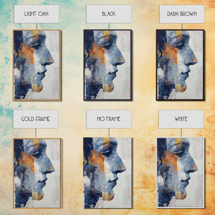 Expressive Brushwork in Cobalt and Rust Canvas Print, Modern Art, Digital Art, Living Room Decor, Abstract Art, Modern, MOD-2x3-86