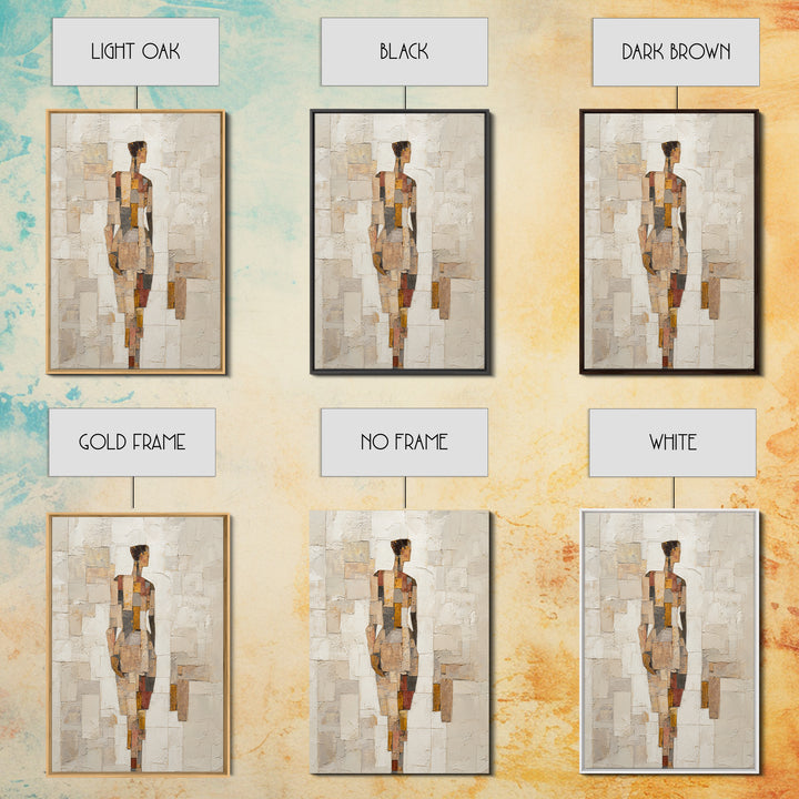 Fragmented Figure Study Framed Canvas Print, Modern Art, Wall Hanging, Living Room Decor, Oil Painting, Modern, MOD-2x3-97