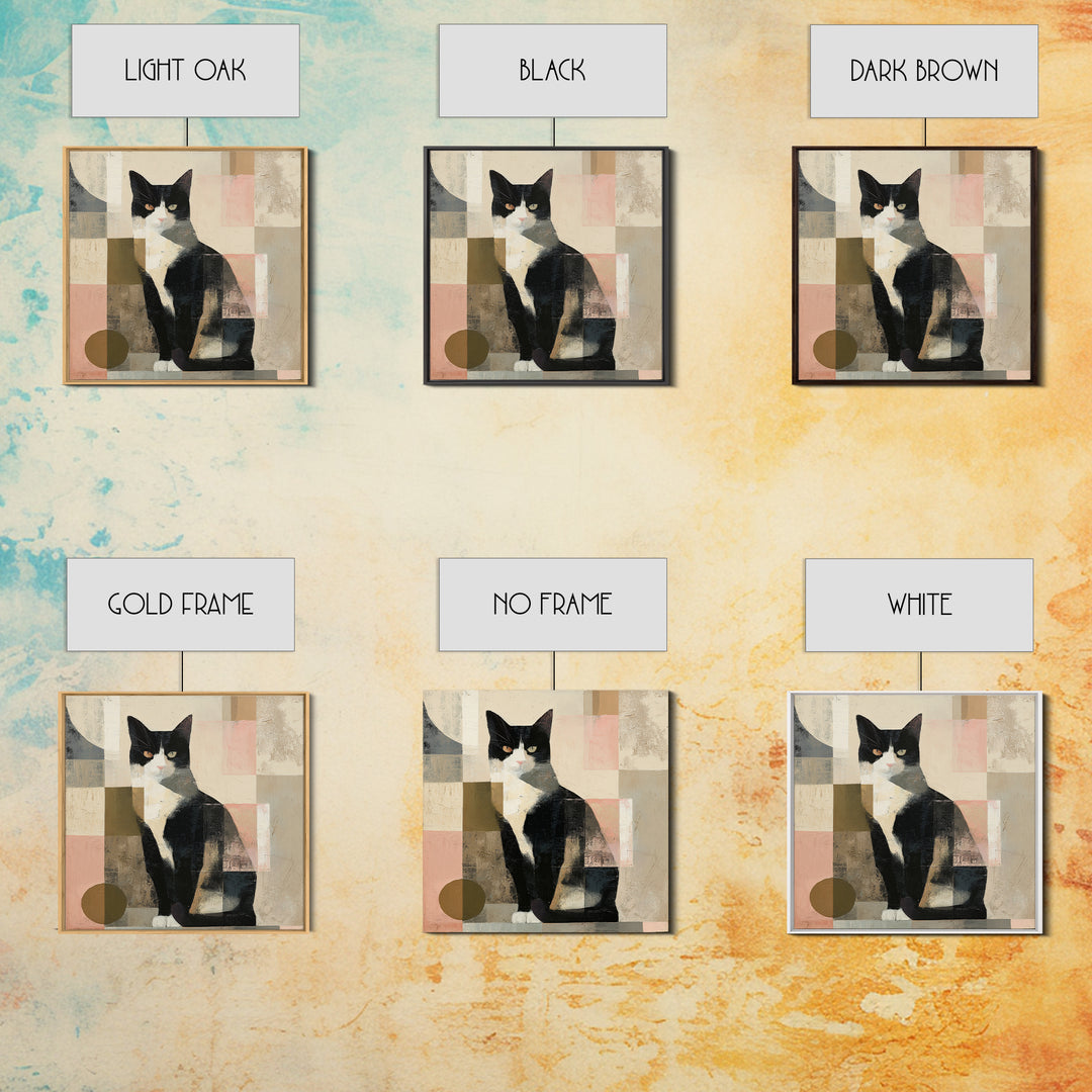 Monochrome Cat Portrait Framed Canvas Print, Monochrome Art, Original Art, Living Room Decor, Fine Art, Mono, Bird Art, MON-1x1-11