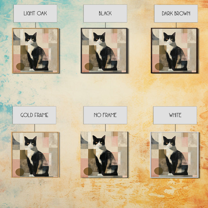 Monochrome Cat Portrait Framed Canvas Print, Monochrome Art, Original Art, Living Room Decor, Fine Art, Mono, Bird Art, MON-1x1-11