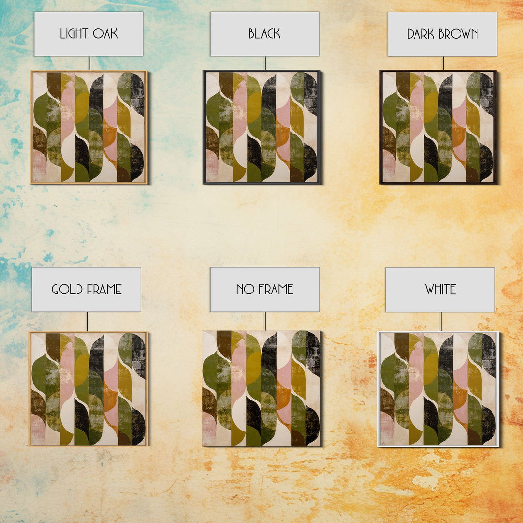 Olive Green Abstract Leaf Pattern Canvas Print, Monochrome Art, Living Room Decor, Watercolor Art, Mono, Printable Art, MON-1x1-20