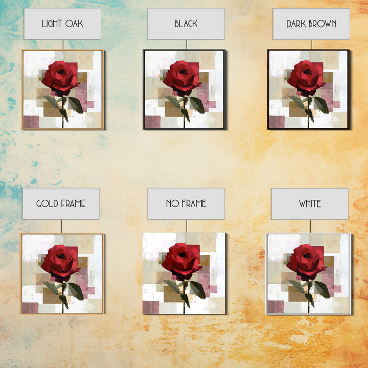 Single Red Rose Rendered Only Canvas Print, Monochrome Art, Modern Art, Living Room Decor, Watercolor Art, Mono, MON-1x1-55
