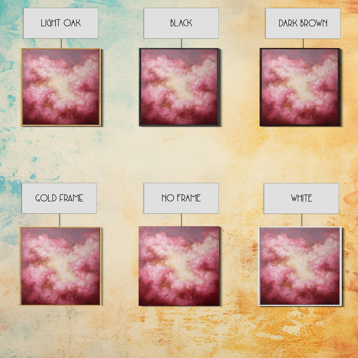 All Pink Cloudscape Framed Canvas Print, Monochrome Art, Abstract Painting, Living Room Decor, Abstract Art, Mono, Luxury Decor, MON-1x1-84