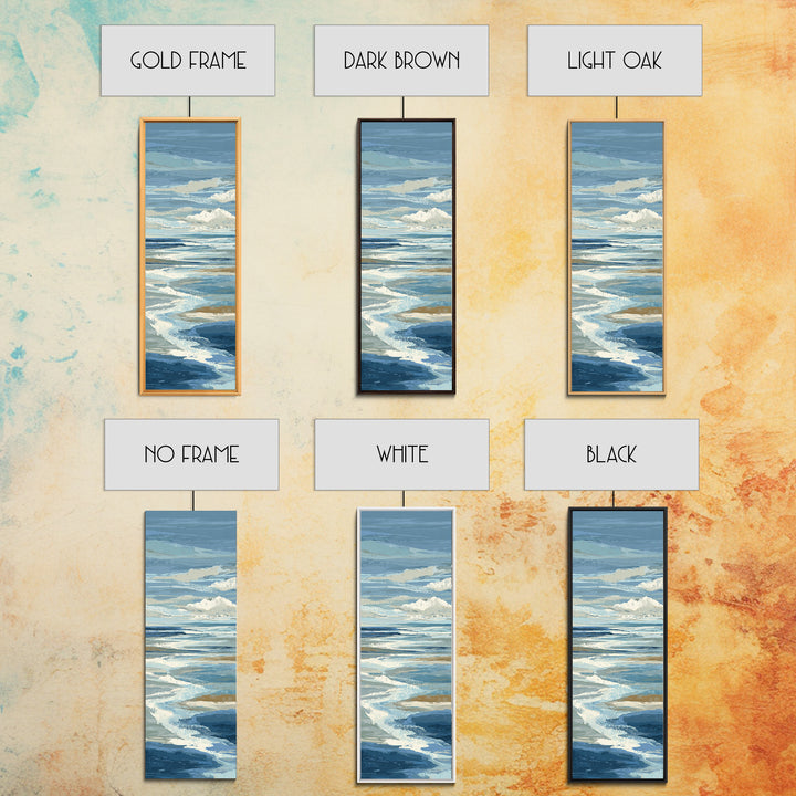 All Blue Ocean Abstraction Framed Canvas Print, Monochrome Art, Textured Painting, Living Room Decor, Fine Art, Mono, MON-1x3-61