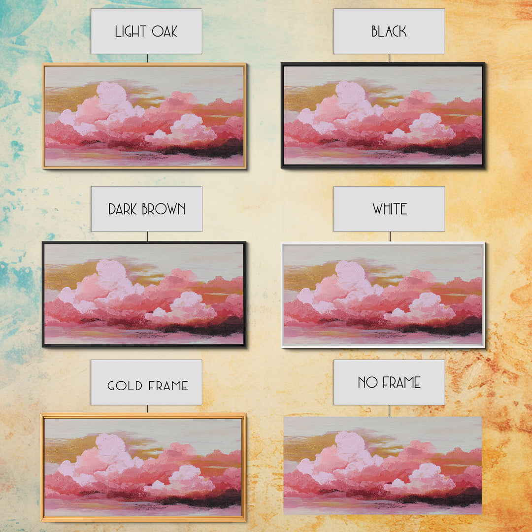 All Pink Cloudscape Framed Canvas Print, Monochrome Art, Art Print, Living Room Decor, Fine Art, Mono, Printable Art, MON-2x1-56