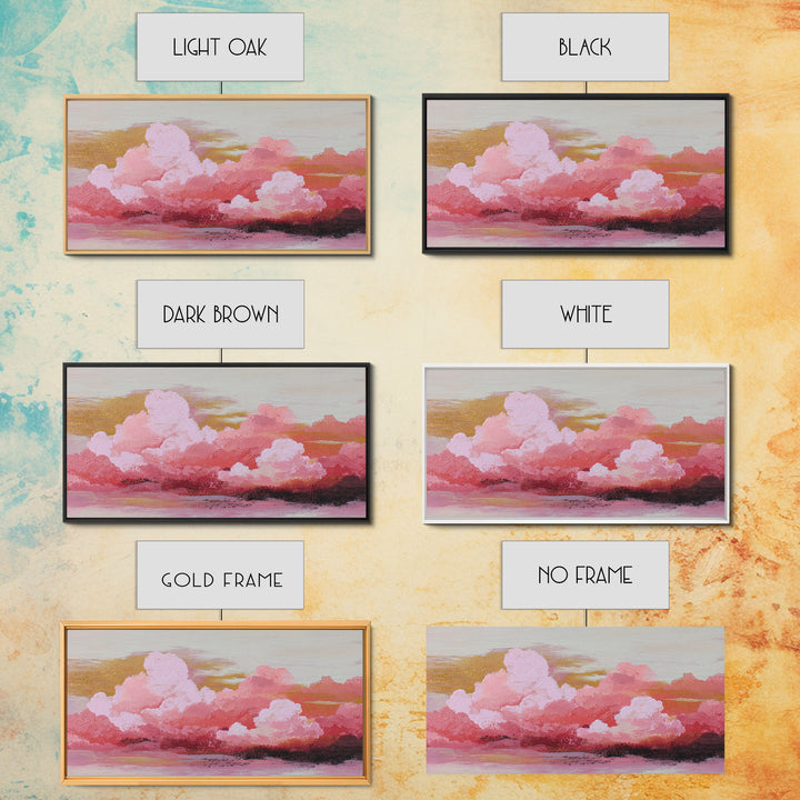 All Pink Cloudscape Framed Canvas Print, Monochrome Art, Art Print, Living Room Decor, Fine Art, Mono, Printable Art, MON-2x1-56