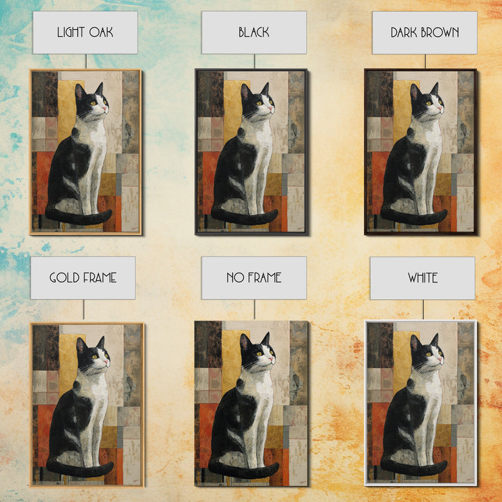 Monochrome Cat Portrait Framed Canvas Print, Monochrome Art, Wall Decor, Living Room Decor, Fine Art, Mono, Wall Art, MON-2x3-19