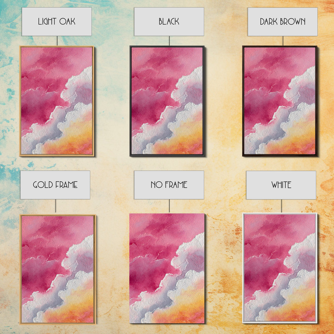 All Pink Cloudscape Framed Canvas Print, Monochrome Art, Digital Art, Living Room Decor, Oil Painting, Mono, MON-2x3-20