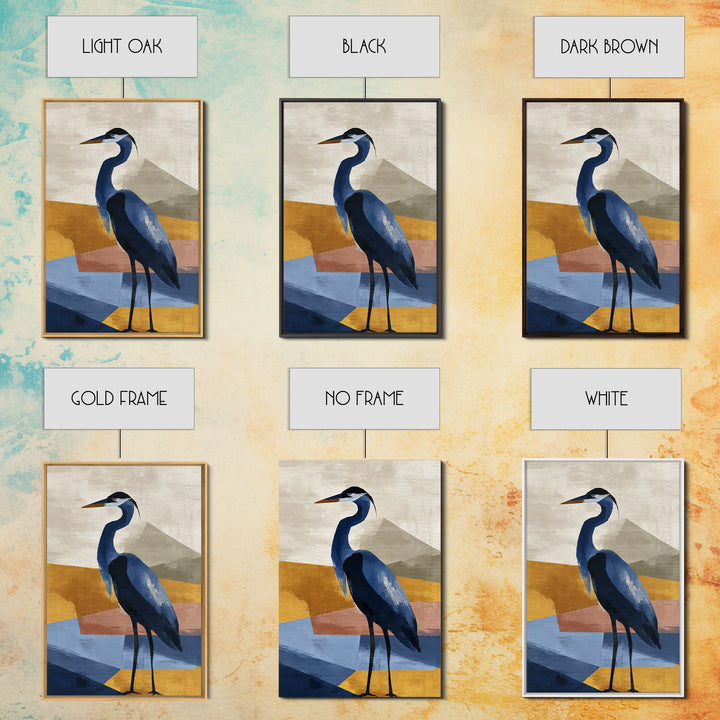 Blue Heron in Monochrome Navy Palette Canvas Print, Monochrome Art, Modern Decor, Living Room Decor, Fine Art, Mono, Poster, MON-2x3-40