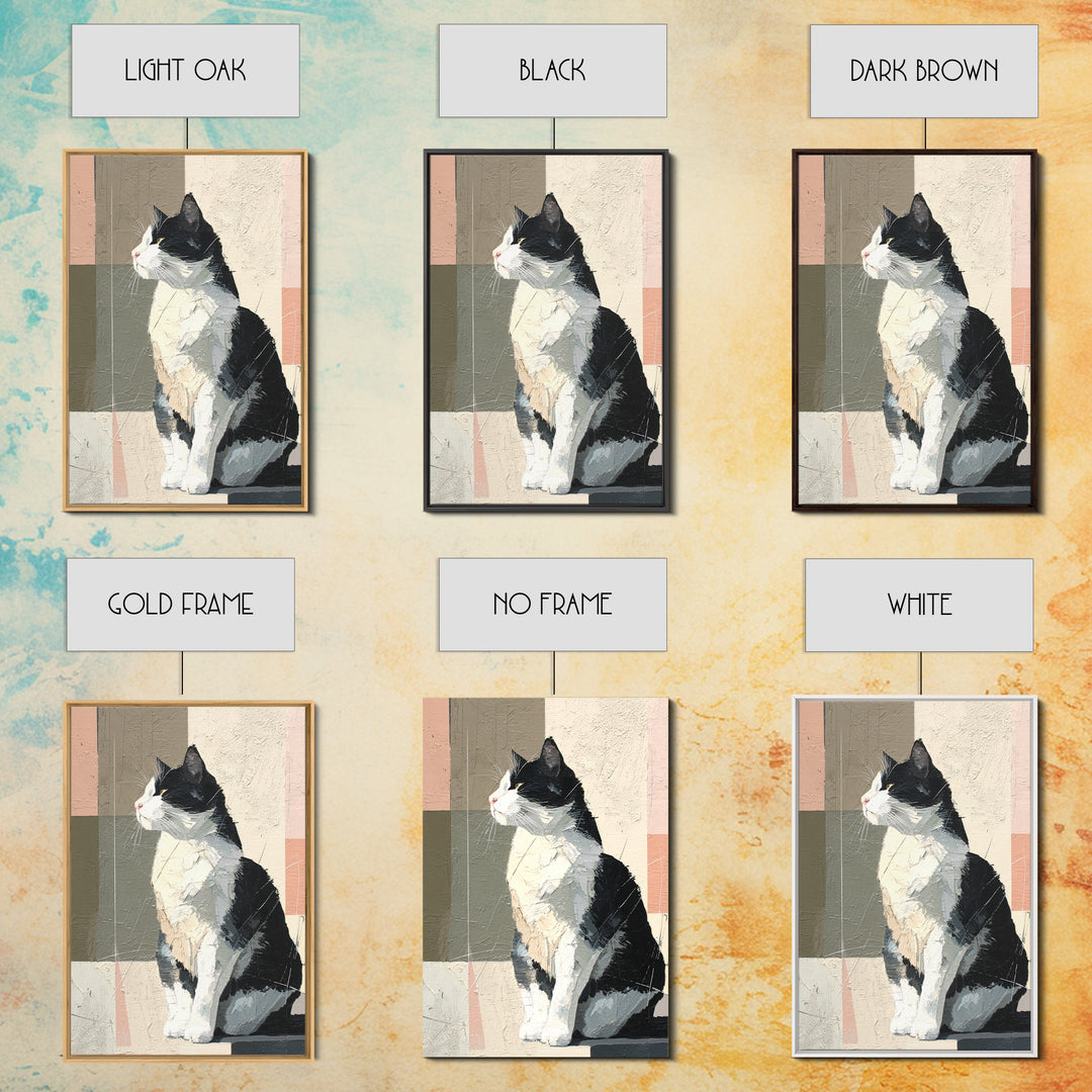 Monochrome Cat Portrait Framed Canvas Print, Monochrome Art, Contemporary Art, Living Room Decor, Fine Art, Mono, Original Art, MON-2x3-43